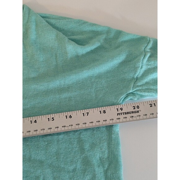 Banana Republic Linen Blend Blue Green knit sweater Size Med roll tab sleeves - Picture 5 of 6
